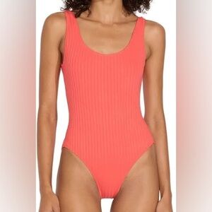 SOLID AND STRIPED
ANNEMARIE ONE PIECE - HOT CORAL RIBBED XS